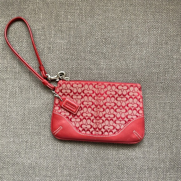 Authentic Coach red leather wristlet. zip closure. excellent condition. - Picture 2 of 3